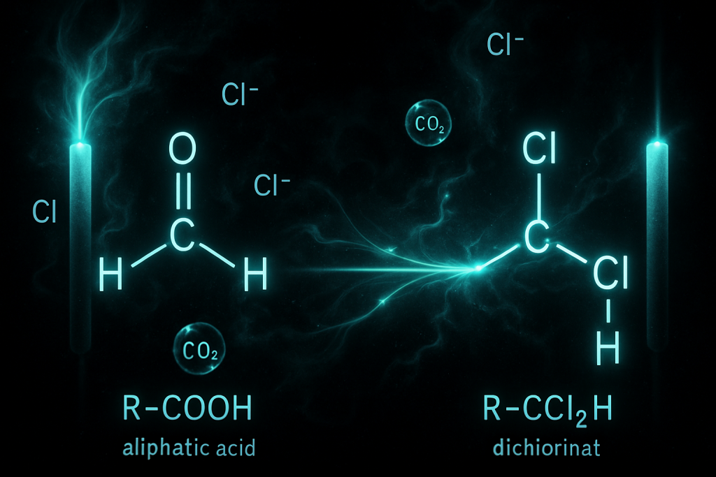 Electrophotocatalytic decarboxylative vicinal dichlorination of aliphatic carboxylic acids