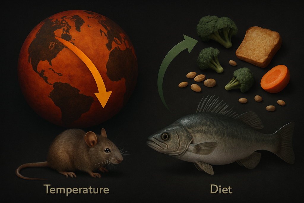 Temperature and diet separately control how organisms adapt their body size